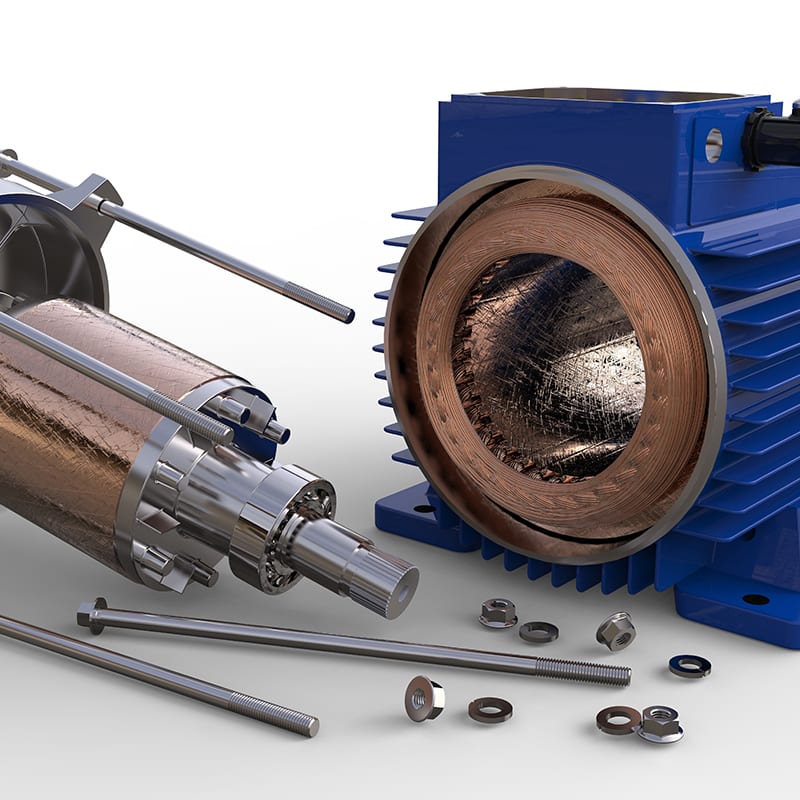 Opened electric motor isolated on white background Opened electric motor isolated on white background